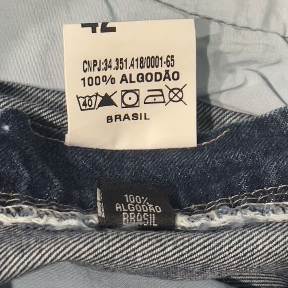 New Hocchi Brazil Jean Shorts High Rise Women’s 8 Raw Hem Distressed Denim Blue - Picture 6 of 9